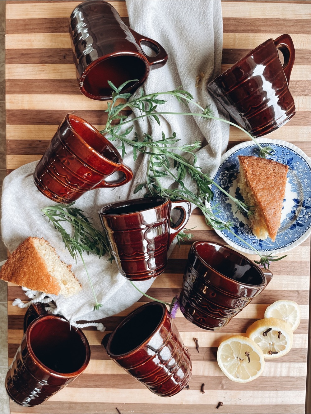 Marcrest Stoneware Co. "Daisy and Dot" Pattern Mugs- set of 7